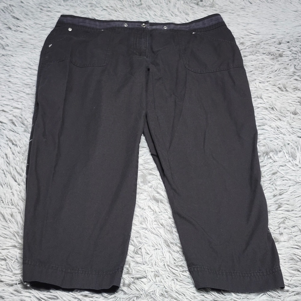 Jones New York Sport Capri Pants Womens 14 Black Cotton Sporty Mid Rise Cropped